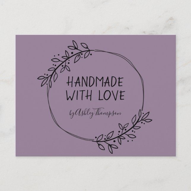 Carte Postale Couronne de verdure artisanale violet terreux (Devant)