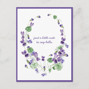 Carte Postale Couronne de violettes violettes à l'aquarelle Pens
