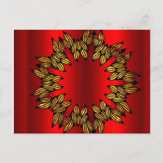 Carte Postale Couronne d'or à Noël rouge (Devant)