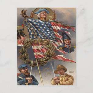 Carte Postale Couronne du drapeau américain Jour du Souvenir Mil