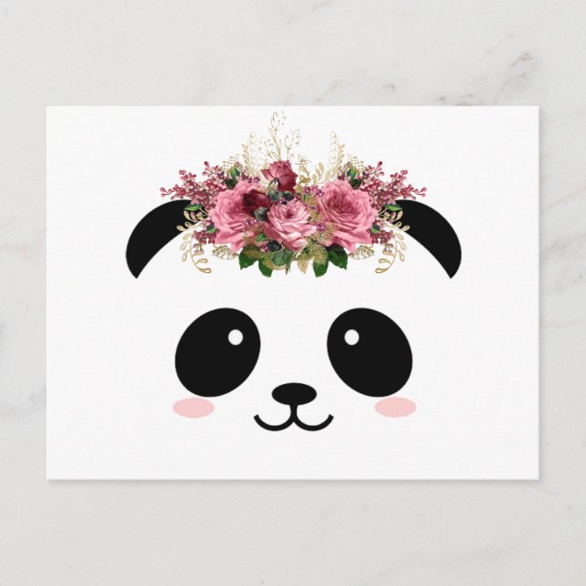 Carte Postale Couronne florale de panda (Devant)