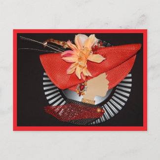 CARTE POSTALE COURONNES ÉLÉGANTES -ROUGE / NOIR