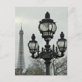 Carte Postale Courrier de lampe de Paris et scène de Tour Eiffel