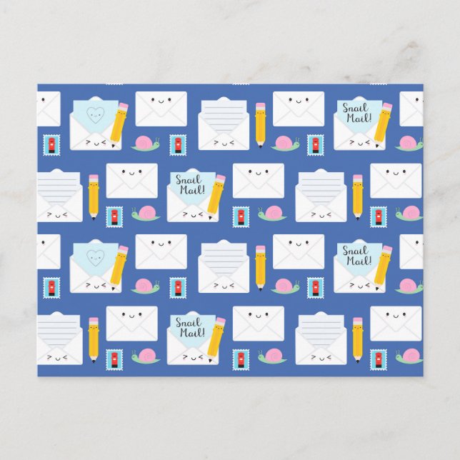 Carte Postale Courrier Snail Kawaii (Devant)