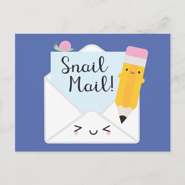 Carte Postale Courrier Snail Kawaii (Devant)