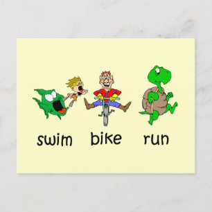Carte Postale Course à vélo de natation