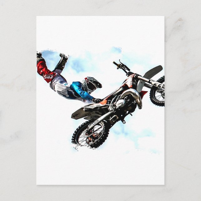 Carte Postale course acrobatique à moto (Devant)
