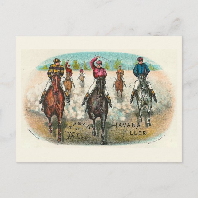 Carte Postale Course De Cheval vintage Devant Tous (Devant)