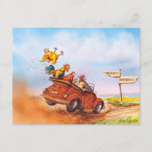 Carte Postale course de poulet