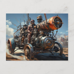 Carte Postale Course des voitures de fond Steampunk