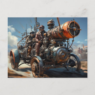 Carte Postale Course des voitures de fond Steampunk