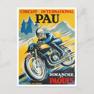 Carte Postale Course vintage moto Pau 1949