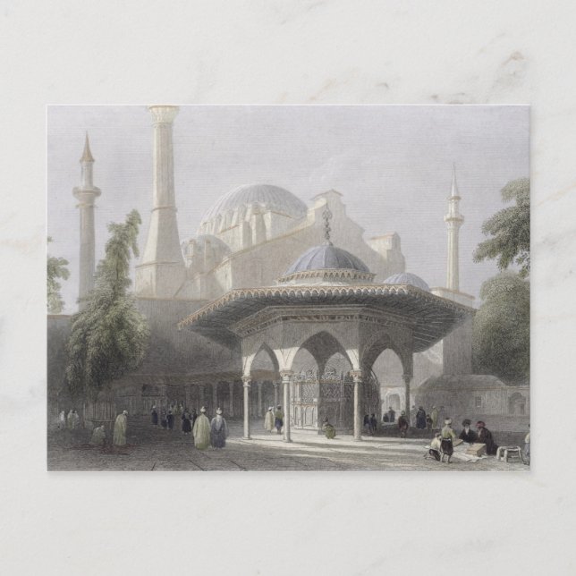 Carte Postale Court and Fountain of St. Sophia, Istanbul, engrav (Devant)