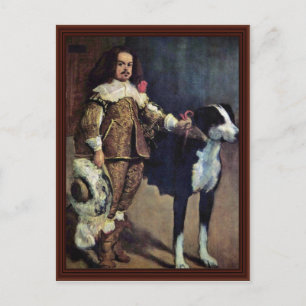 Carte Postale Court Nain Avec Un Chien Par Diego Velázquez
