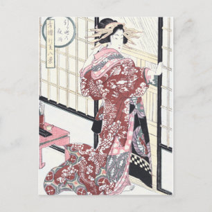 Carte Postale Courtesan japonais Ukiyo-e avec des ornements de c