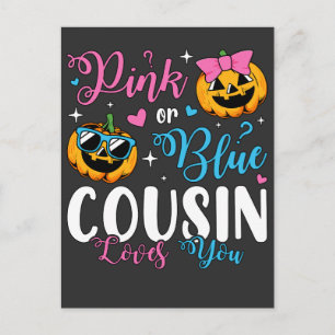 Carte Postale Cousin rose ou bleu t'aime bébé citrouille