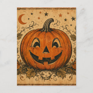 Carte Postale Coussin de jet vintage citrouille Halloween