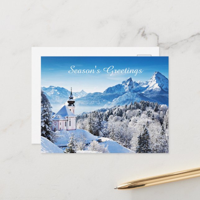 Carte Postale Coutume de scène hivernale (Devant/Arrière en situation)