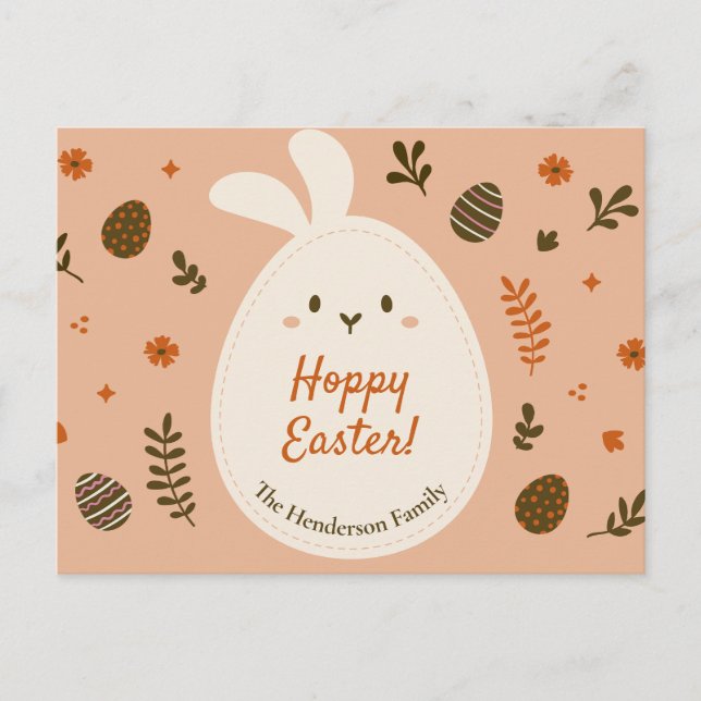 Carte Postale Coutume Moderne Cute Hoppy Oeuf de Pâques En Forme (Devant)