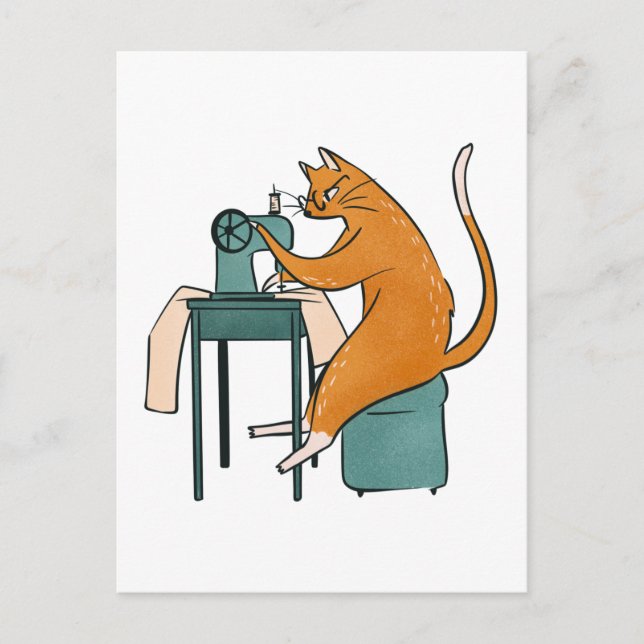 Carte Postale Couture vintage de chat (Devant)