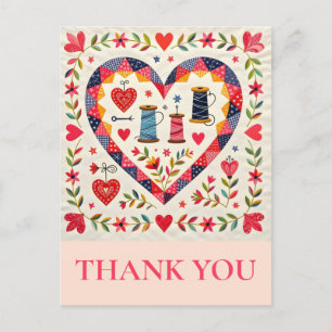 Carte Postale Couturière quilting couture merci