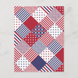 Carte Postale Couverture américaine diagonale rouge blanc et ble