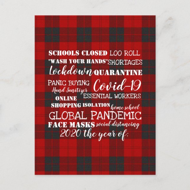Carte Postale covid-19 2020 l'année de fermeture masques visage (Devant)