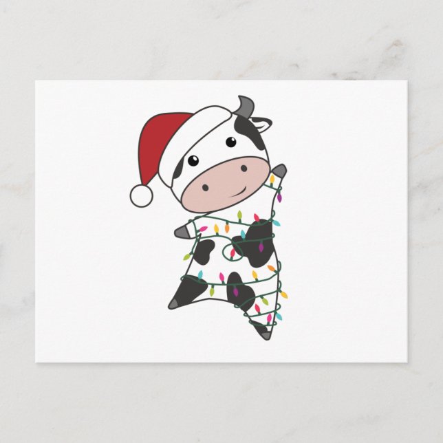 Carte Postale Cow Cheerful Christmas Winter Animals (Devant)