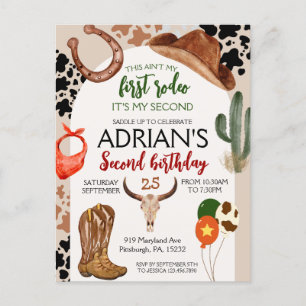 Carte Postale Cowboy Anniversaire 2e Rodéo Anniversaire