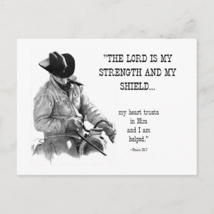 CARTE POSTALE COWBOY : BIBLE : STRENTGH, SHIELD : RÉALISME PENCI