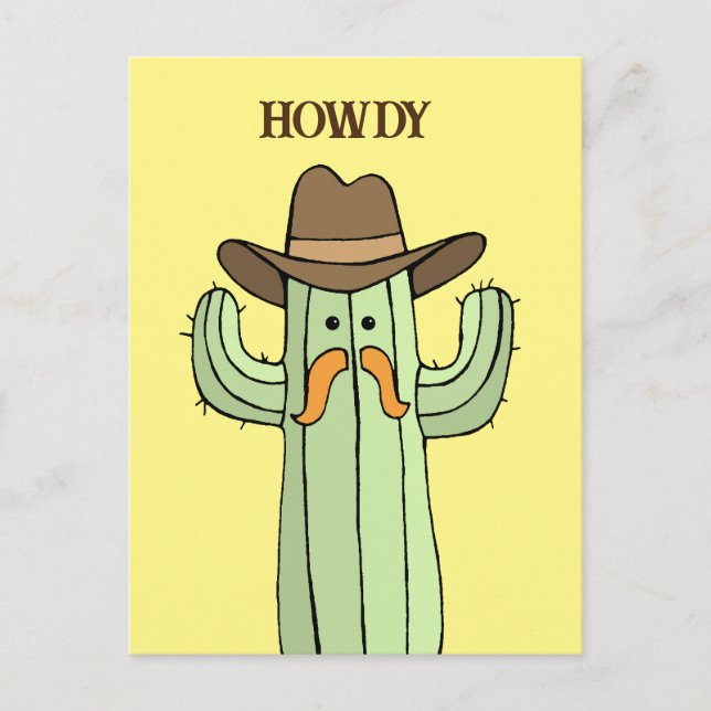Carte Postale Cowboy Cactus Howdy (Devant)