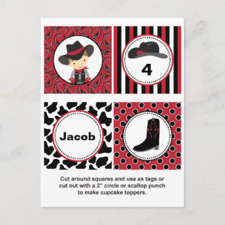 Carte Postale Cowboy Cupcake Toppers