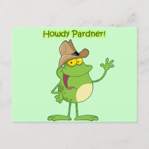 Carte Postale Cowboy Frog Waving Howdy