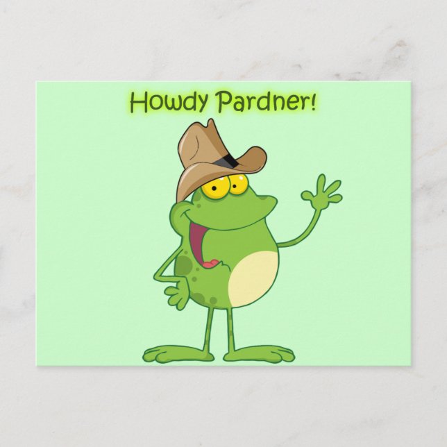Carte Postale Cowboy Frog Waving Howdy (Devant)