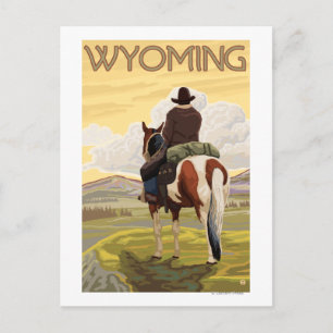 Carte Postale Cowboy & HorseWyomingVintage Affiche de voyage