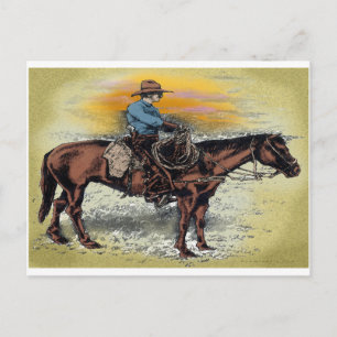 Carte Postale Cowboy n Sunset
