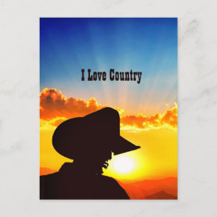 Carte Postale Cowboy Silhouette