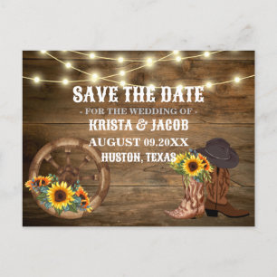Carte Postale Cowboy Sunflower Mariage Occidental Enregistrer La
