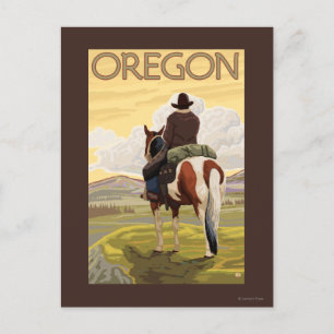 Carte Postale Cowboy sur Horseback Vintage voyage Poster