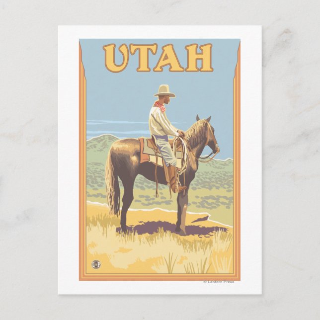 Carte Postale Cowboy (Vue latérale)Utah (Devant)