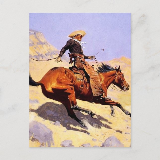 Carte Postale Cowboy Western Art par Frederic Remington (Devant)
