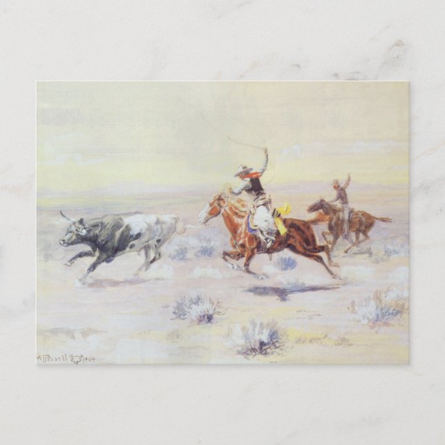 Carte Postale Cowboys du Triangle Bar par CM Russell (Devant)