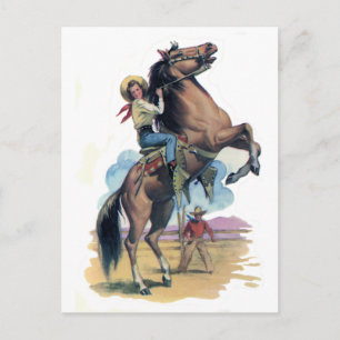 Carte Postale Cowgirl en cheval