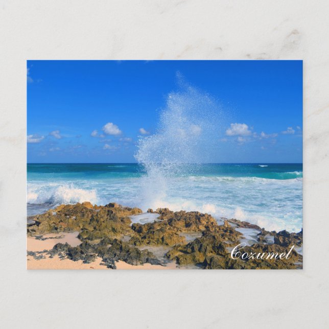 Carte Postale Cozumel Mexico Beach Vague Eau Splash Spout Turquo (Devant)
