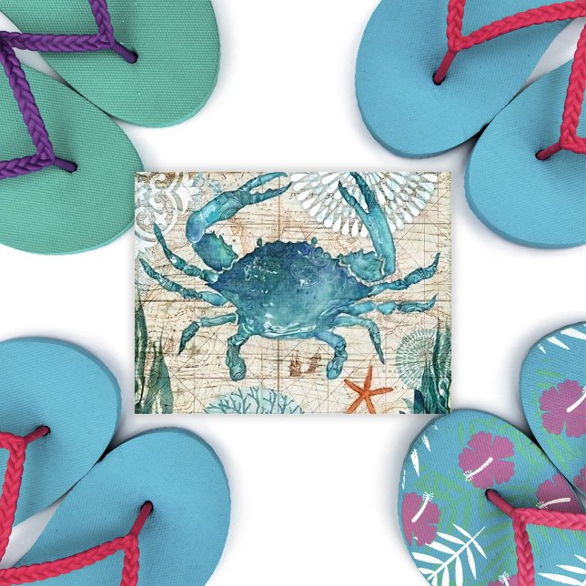 Carte Postale Crabe bleu marine vintage (Créateur téléchargé)