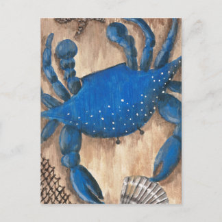 Carte Postale Crabe, coquille et filet