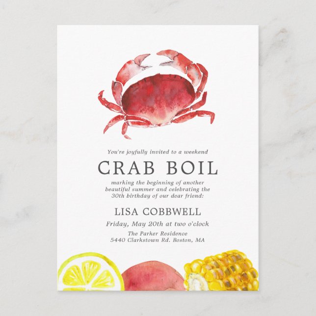 Carte Postale Crabe Crimelle | Boule de crabe d'anniversaire (Devant)