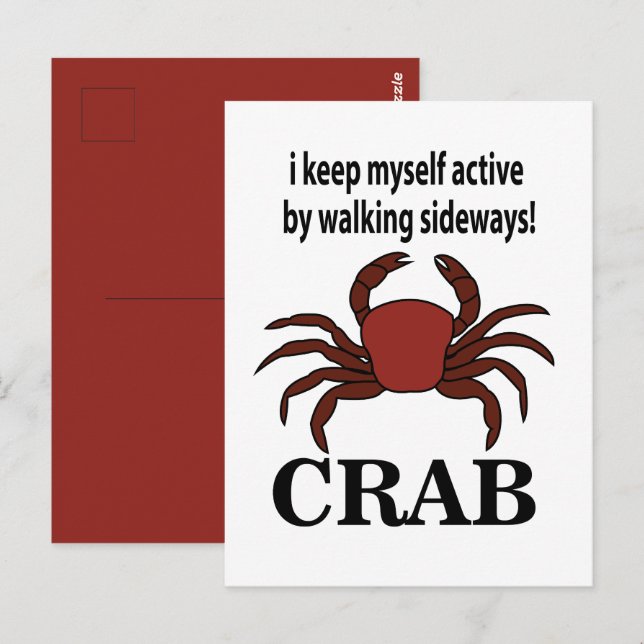 Carte Postale Crabe Je Me Garde Actif En Marchant Sur Les Voies  (Devant / Derrière)