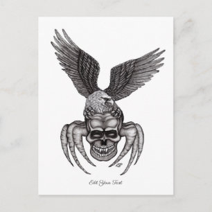 Carte Postale Crâne à aigle en tatouage
