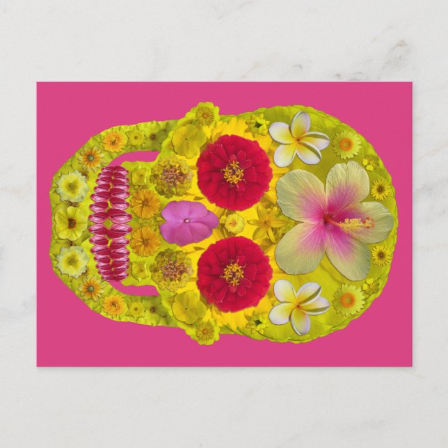 Carte Postale Crâne à fleurs 8 (Devant)